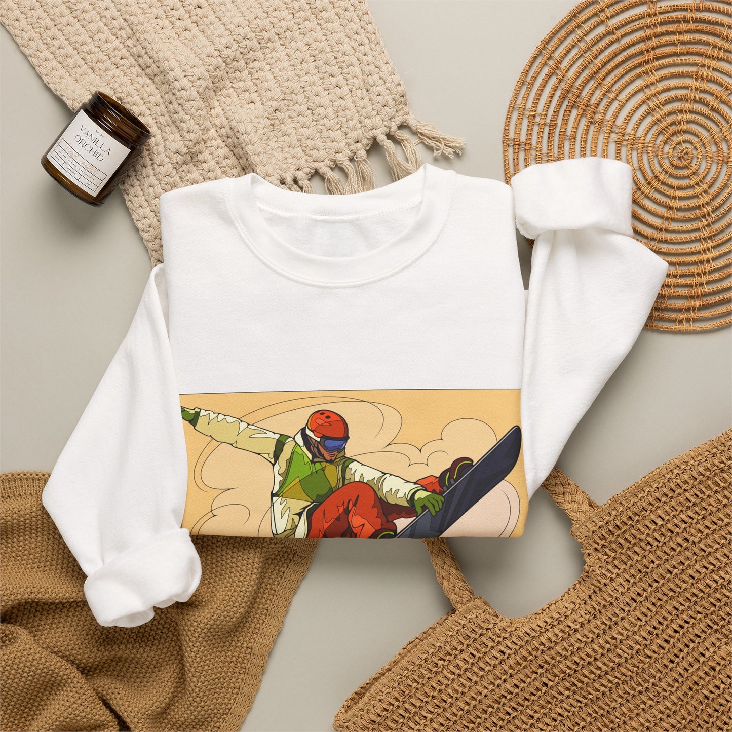 Snowboarder Graphic Sweatshirt — Vintage Mountain Snowboarding Crewneck