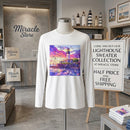 Youth Long Sleeve Tee — Colorful Lighthouse Sunset Graphic Printify