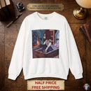 Gothic Cozy Vampire Reading Crewneck Sweatshirt Printify