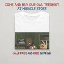 T-Shirt — Vintage Cartoon Owl & Fox Illustration Graphic Tee Printify