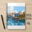 Lake Steamship Scenic A5 Spiral Notebook — Mountain Boat Journal Printify
