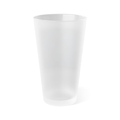 Frosted 16oz Pint Glass — Blue Floral Leopard Design
