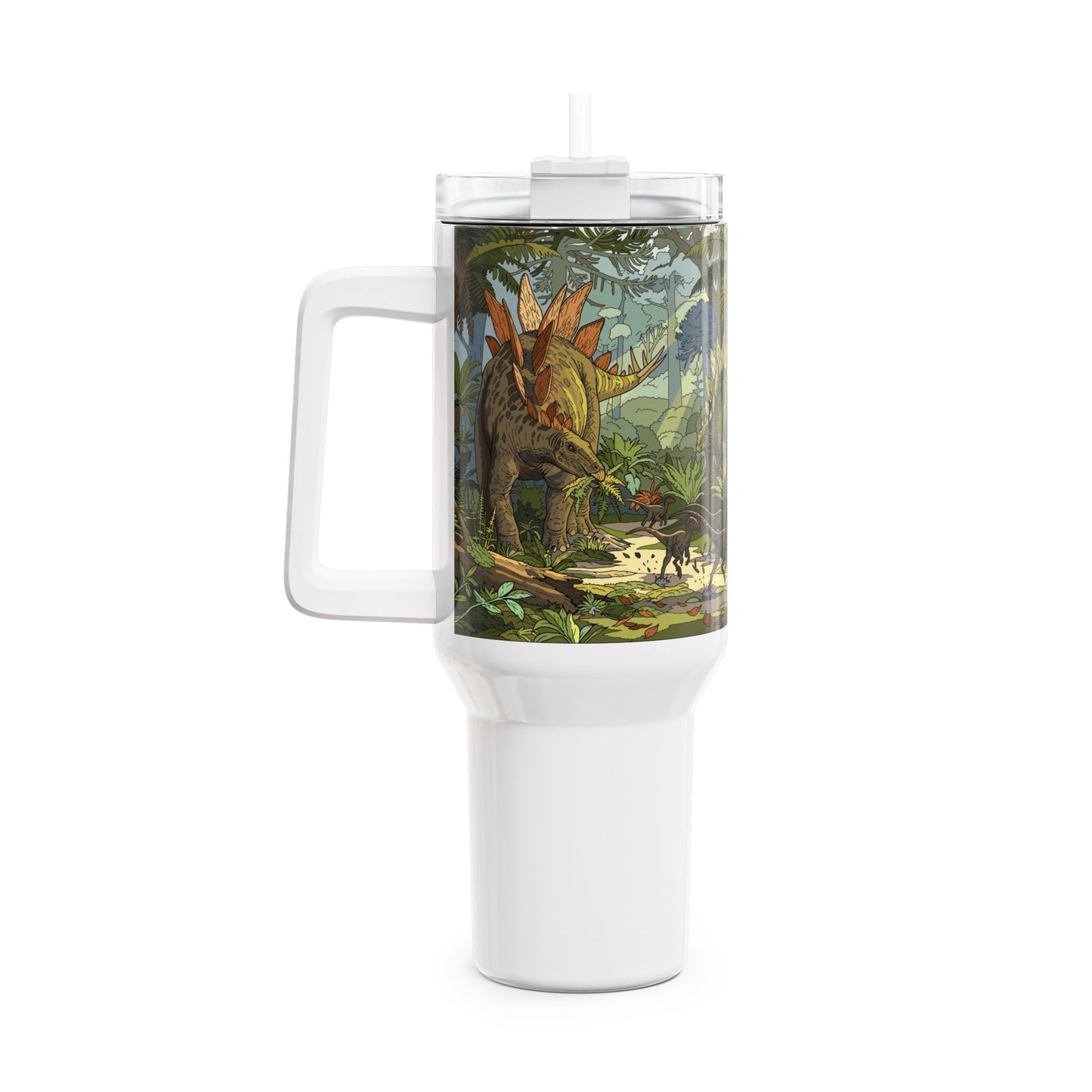 40oz Dinosaur Tumbler — Stegosaurus Jungle Travel Mug