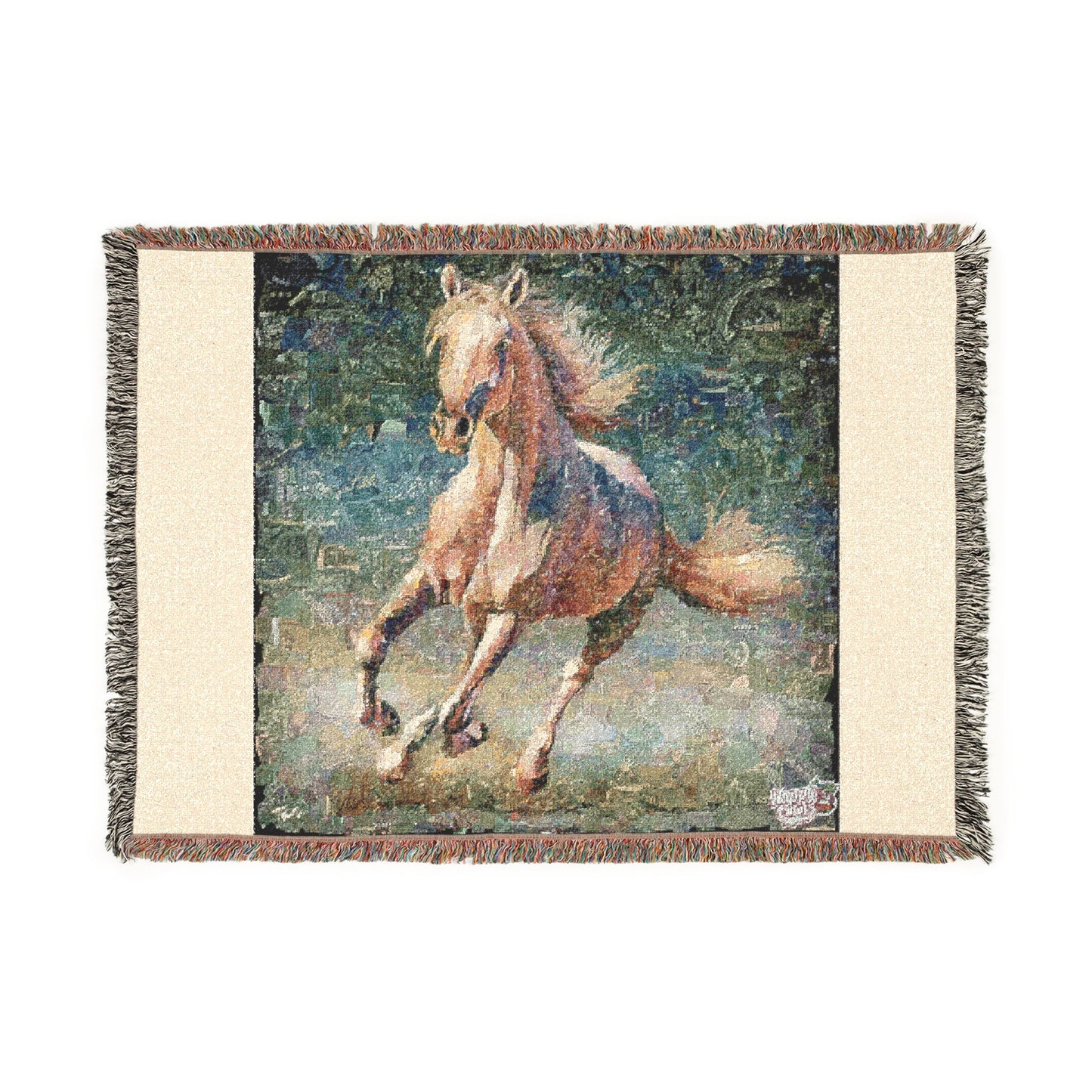 Galloping Horse Woven Blanket — Tapestry Throw for Equestrian Lovers