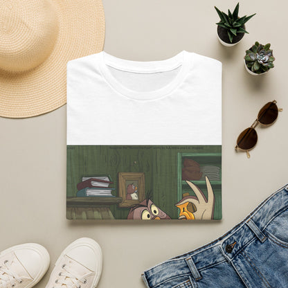 T-Shirt — Vintage Cartoon Owl & Fox Illustration Graphic Tee
