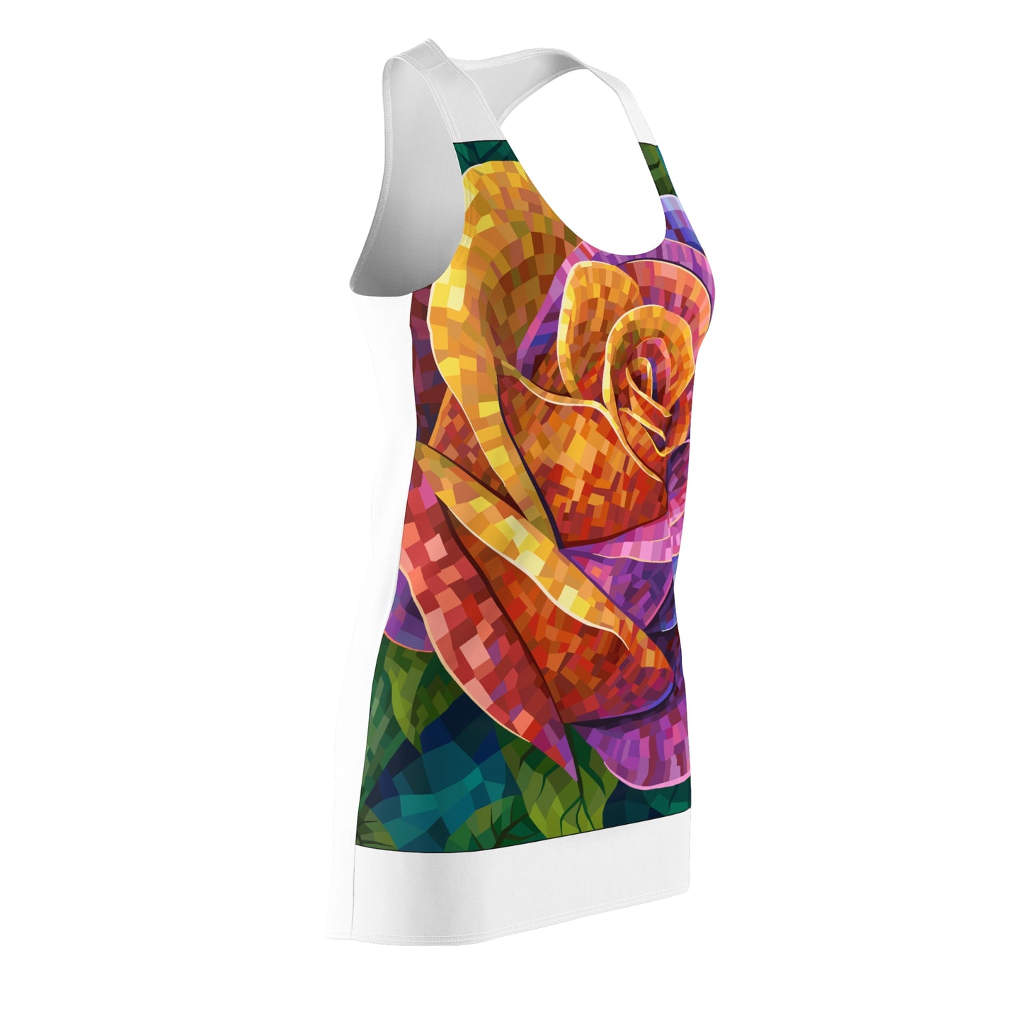 Racerback Dress — Vibrant Mosaic Rose Floral Print