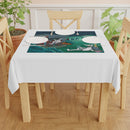 Ghostly Graveyard Bar Tablecloth — Halloween Cemetery Party Decor Printify