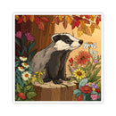 Badger Floral Sticker — Autumn Woodland Kiss-Cut Laptop Decal Printify