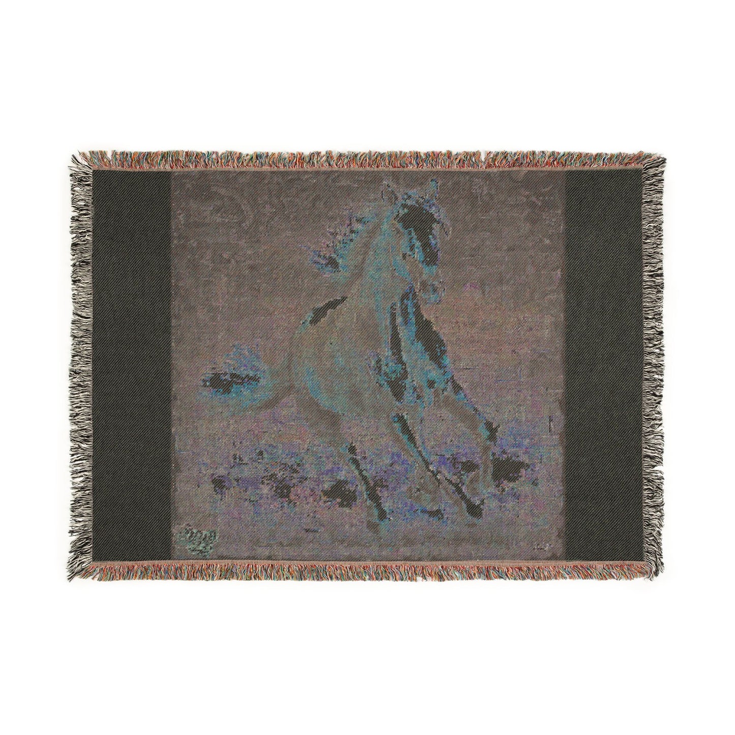 Galloping Horse Woven Blanket — Tapestry Throw for Equestrian Lovers