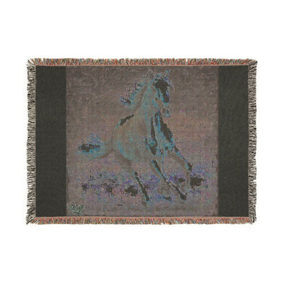 Galloping Horse Woven Blanket — Tapestry Throw for Equestrian Lovers
