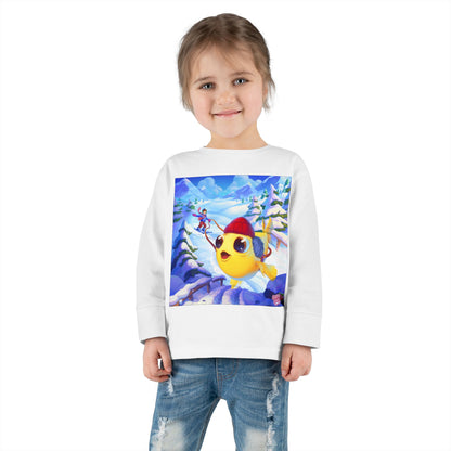 Cute Ski Chick Toddler Long Sleeve Tee — Winter Snowy Adventure Shirt