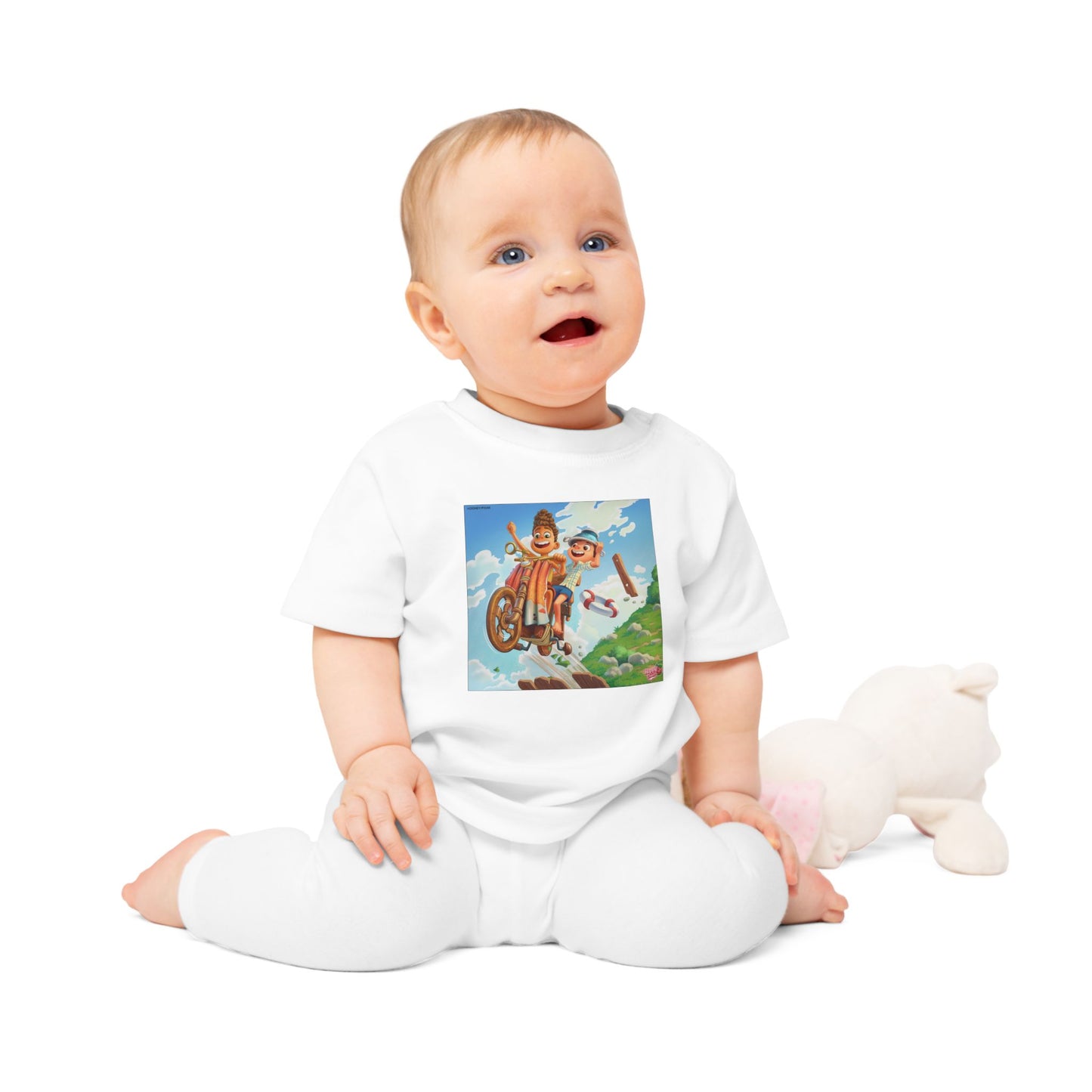 Adventure Bike Baby T-Shirt — Cute Cartoon Kids Cycling Print