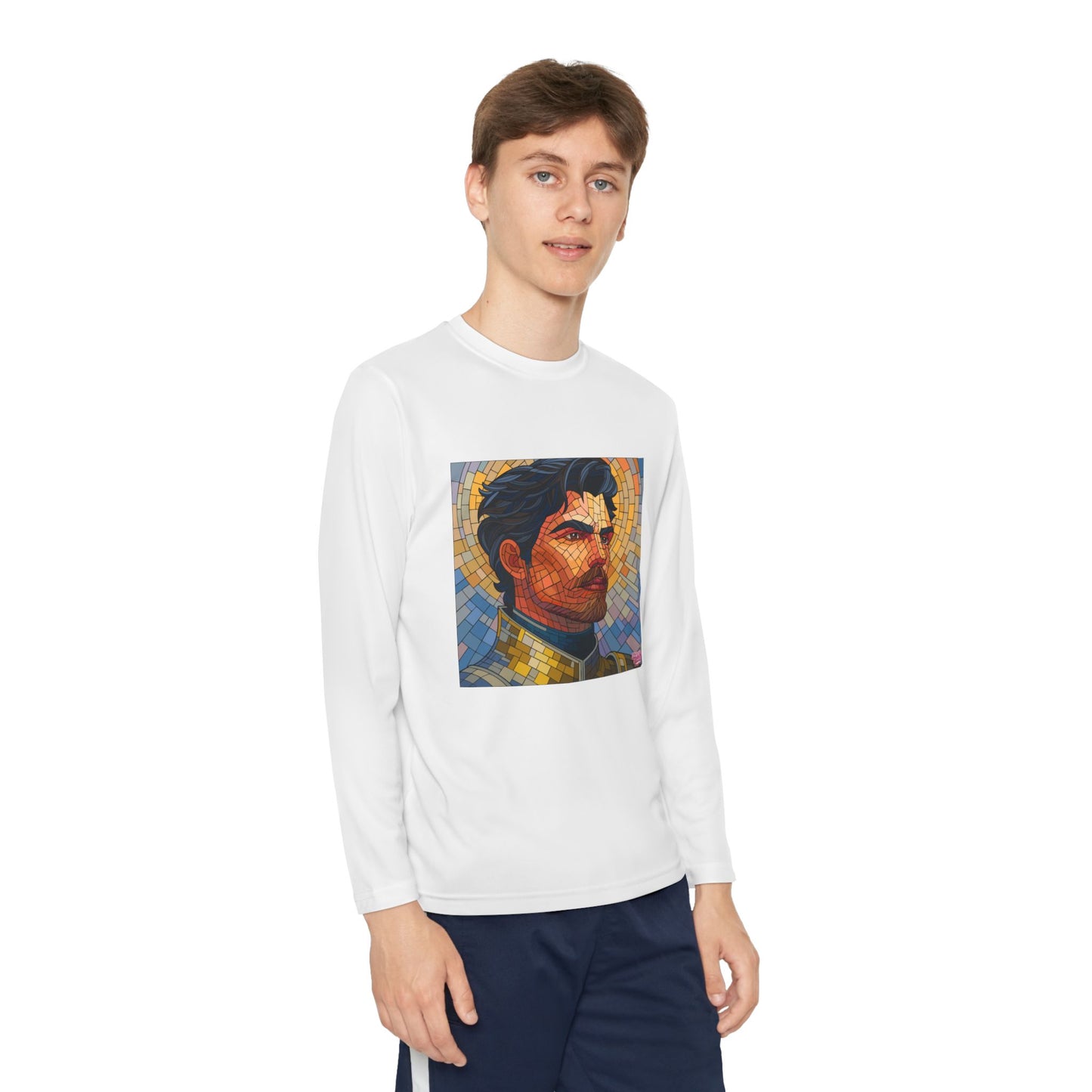 Youth Long Sleeve Tee — Mosaic Portrait Design