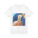 Lamb Bottle-Feeding V-Neck Tee — Cute Farm Animal Lover Shirt Printify
