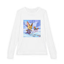 Kids Long Sleeve Tee — Winter Bunny & Fox Snowy Trail Illustration Printify