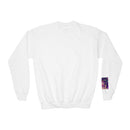 Youth Crewneck Sweatshirt with Colorful Art Sleeve Patch Printify