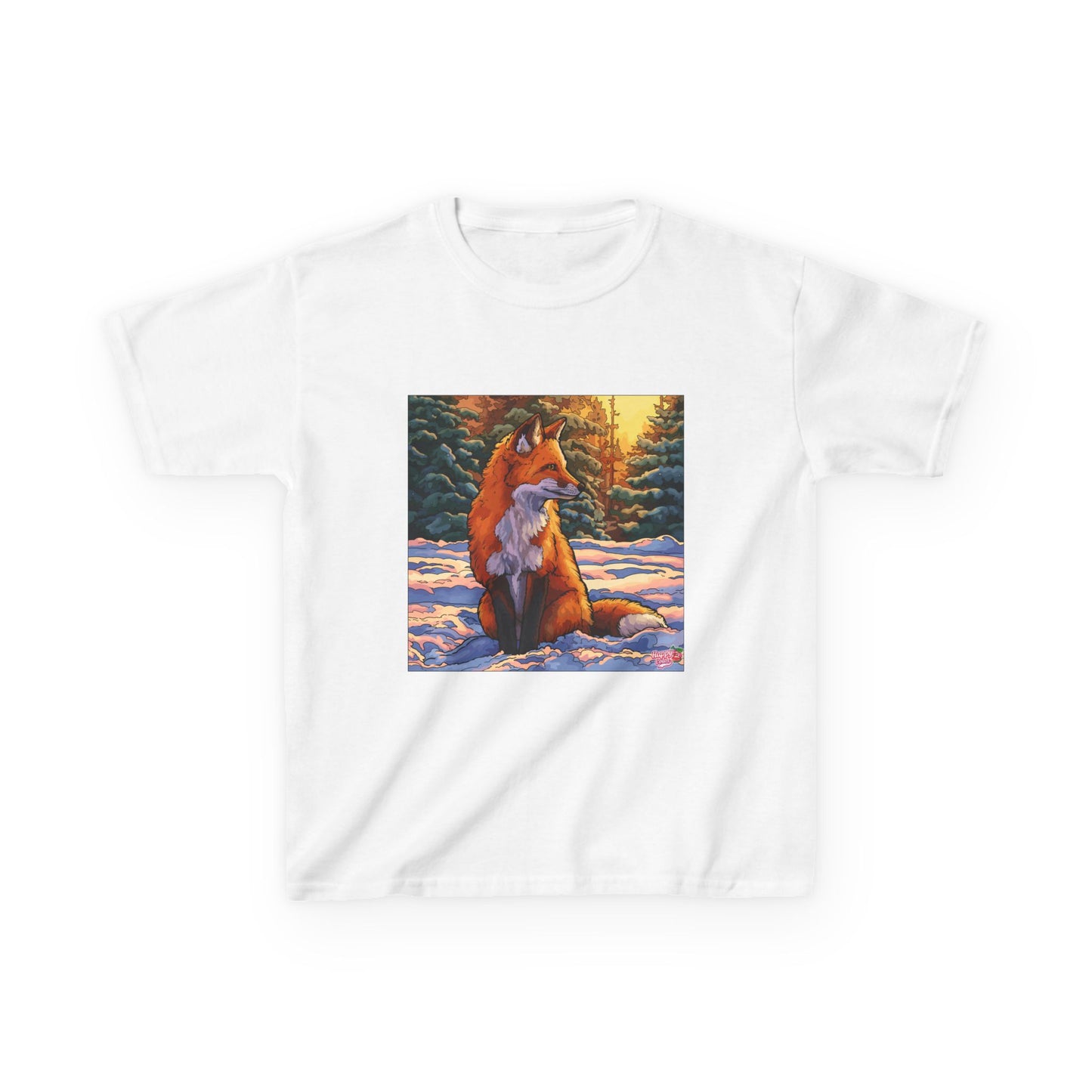 Kids Fox Winter Tee — Cute Fox Family Illustration