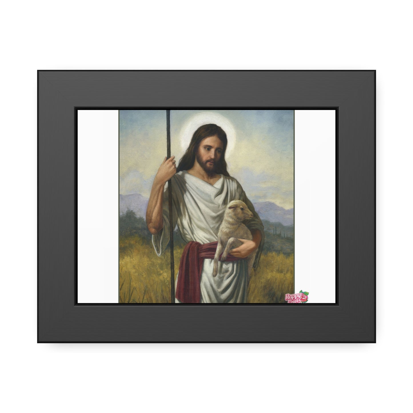 Framed Jesus the Good Shepherd Poster - Religious Wall Art for Home, Church, Easter Gifts