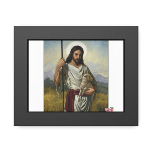 Framed Jesus the Good Shepherd Poster - Religious Wall Art for Home, Church, Easter Gifts