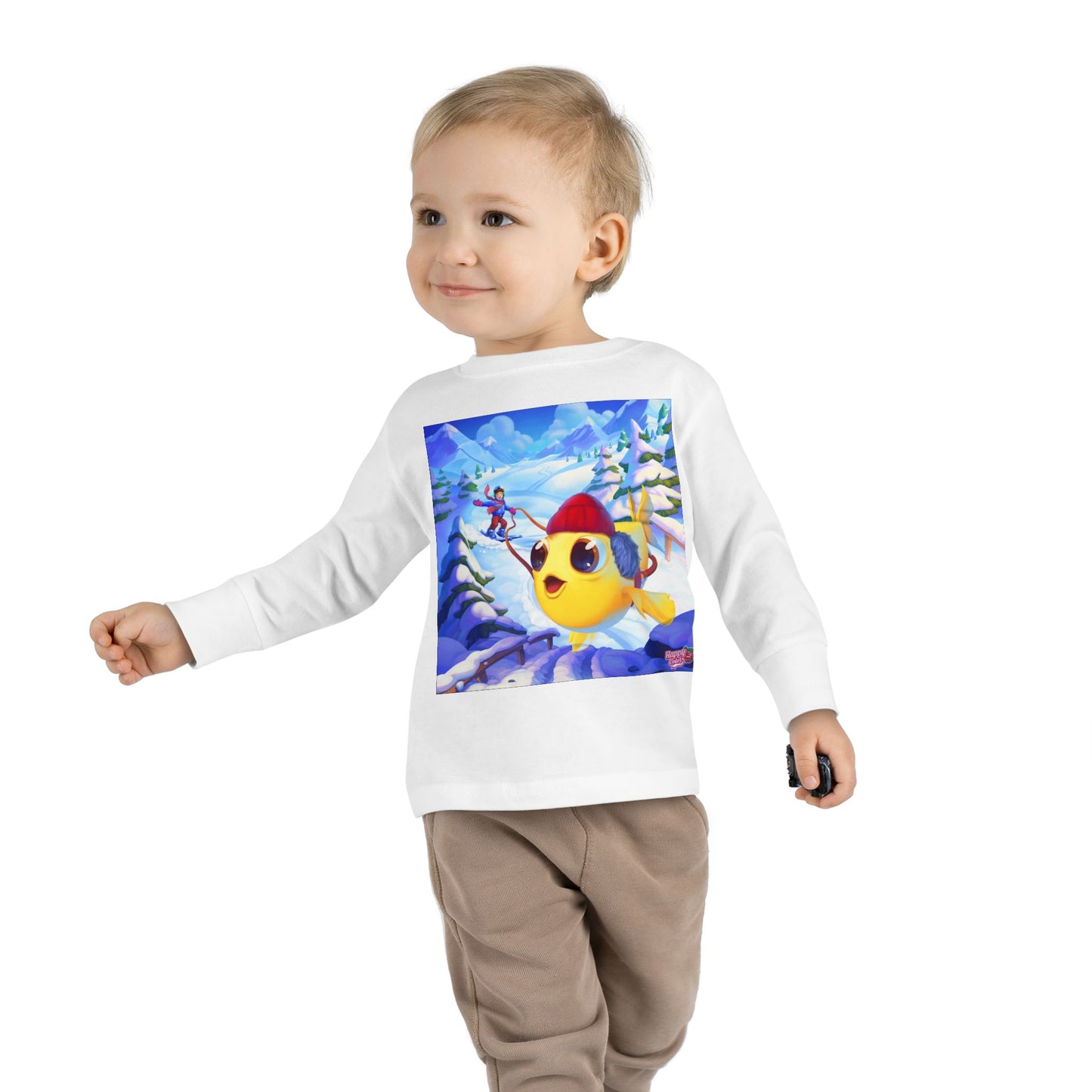 Cute Ski Chick Toddler Long Sleeve Tee — Winter Snowy Adventure Shirt