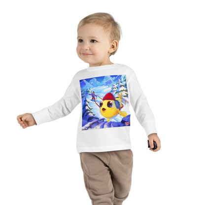 Cute Ski Chick Toddler Long Sleeve Tee — Winter Snowy Adventure Shirt