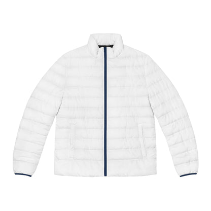 Parrot Art Puffer Jacket — Colorful Blue & Gold Macaw Print