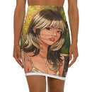 Floral Portrait Pencil Skirt — Retro Girl Illustration AOP Printify