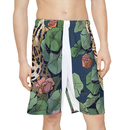 Leopard Jungle Sports Shorts — Men’s All-Over Print Athletic Shorts