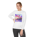 Youth Long Sleeve Tee — Colorful Lighthouse Sunset Graphic Printify