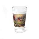 16oz Farmhouse Mixing Glass – Rustic Barn Landscape Pint Glass Printify