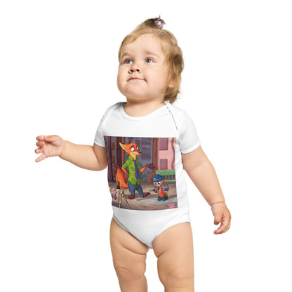Fox Parent & Cub Baby Bodysuit - Cute Cartoon Woodland Family Infant Onesie