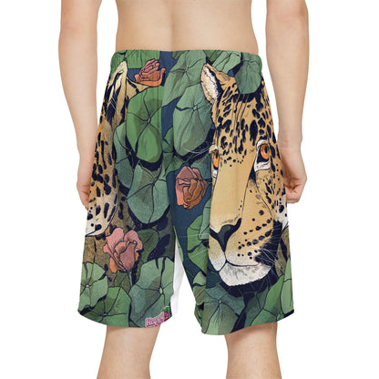 Leopard Jungle Sports Shorts — Men’s All-Over Print Athletic Shorts