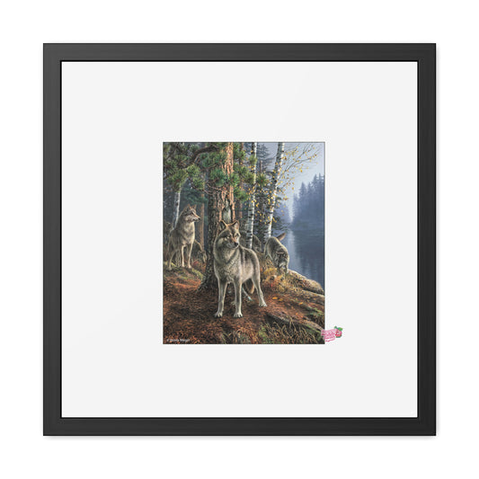 Wolf Pack Framed Poster — Woodland Nature Print for Home Decor