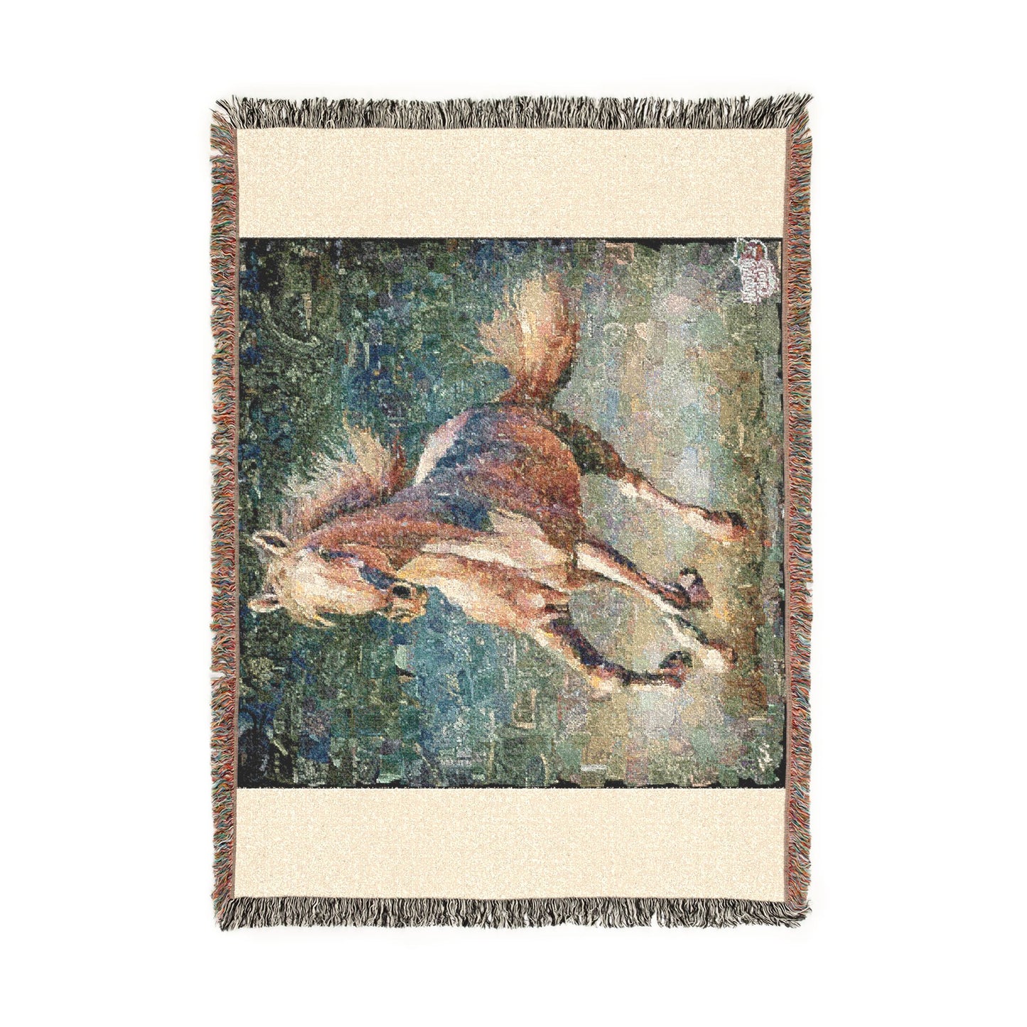 Galloping Horse Woven Blanket — Tapestry Throw for Equestrian Lovers