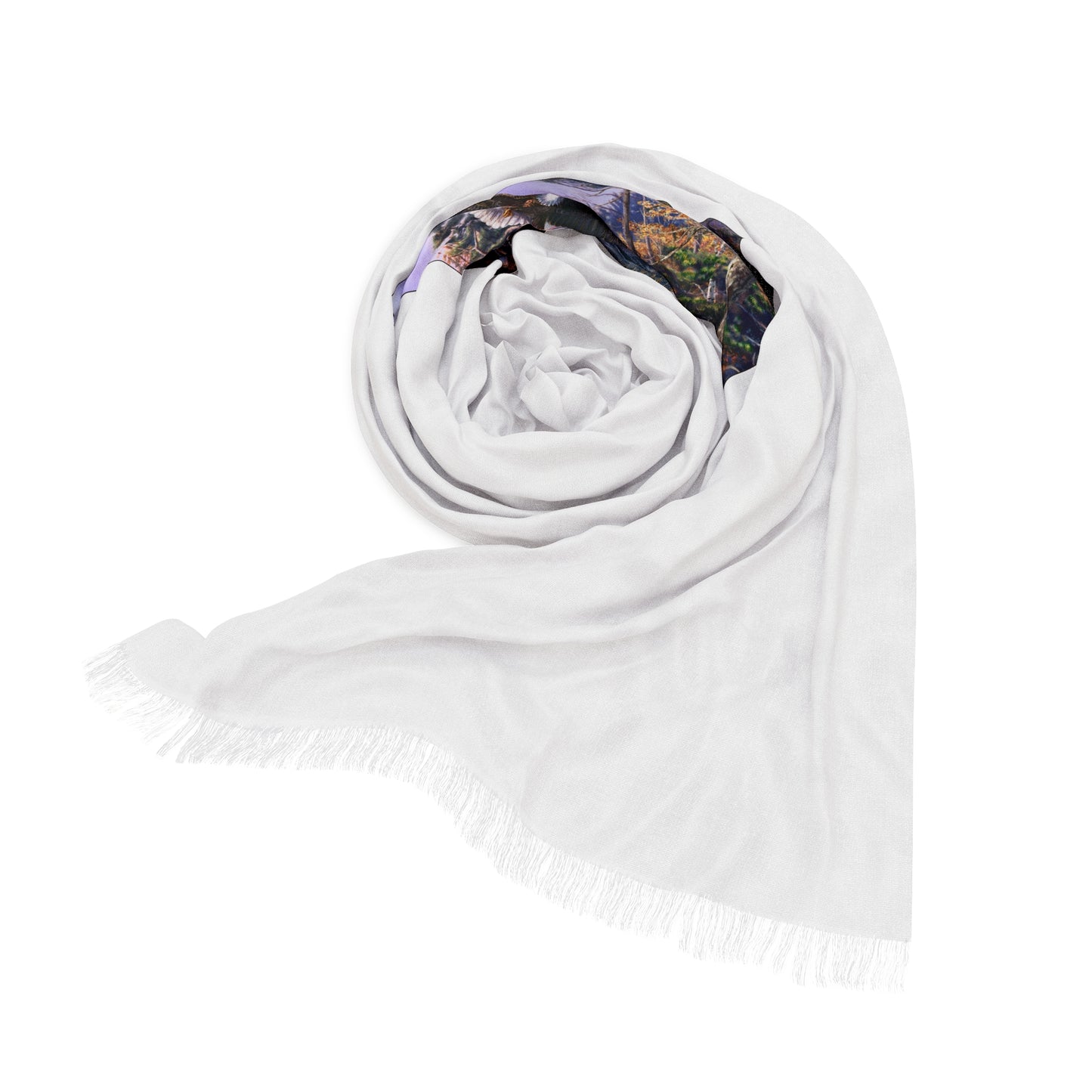 Eagle Mountain Light Scarf — Scenic Flying Eagle Nature Print