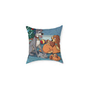 Disney Lady and Tramp Family Christmas Square Pillow Printify
