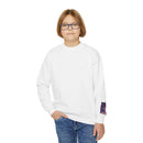 Youth Crewneck Sweatshirt with Colorful Art Sleeve Patch Printify