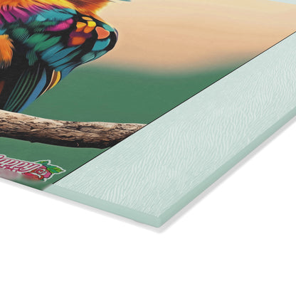 Glass Cutting Board — Colorful Tropical Bird Art Kitchen Chopping Board