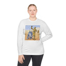 Star Droid Crew Long Sleeve Tee — Retro R2‑D2 & C‑3PO Droid Design Printify