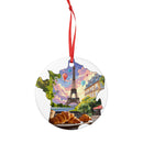 Paris Breakfast Ceramic Ornament — Eiffel Tower Croissants Holiday Decoration Printify