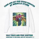 Vision-Inspired Crewneck Sweatshirt — Retro Comic Superhero Graphic Printify