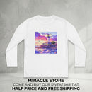 Youth Long Sleeve Tee — Colorful Lighthouse Sunset Graphic Printify