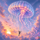 Dreamscape Jellyfish Carry-On Suitcase — Surreal Sunset Travel Luggage Printify