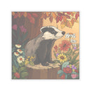 Badger Floral Sticker — Autumn Woodland Kiss-Cut Laptop Decal Printify