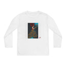 Youth Long Sleeve Tee – Whimsical Red-Haired Mermaid with Butterflies Art Printify