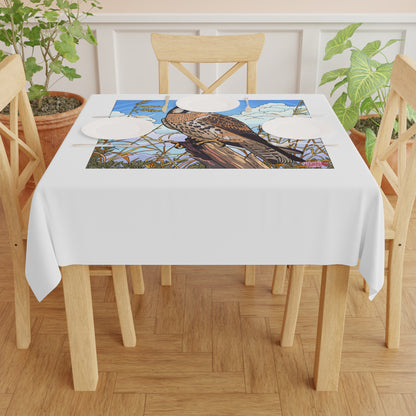 Kestrel Meadow Tablecloth — Bird Illustration Square Table Cover