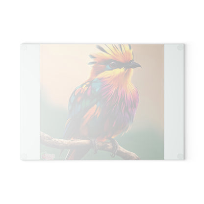 Glass Cutting Board — Colorful Tropical Bird Art Kitchen Chopping Board