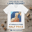 Lamb Bottle-Feeding V-Neck Tee — Cute Farm Animal Lover Shirt Printify