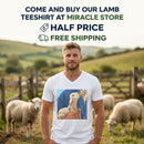 Lamb Bottle-Feeding V-Neck Tee — Cute Farm Animal Lover Shirt Printify