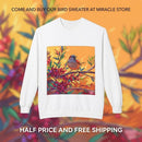 Bird on Branch Crewneck Sweatshirt — Colorful Songbird Art Pullover Printify